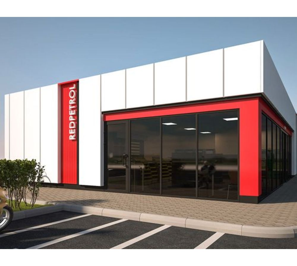 Aluminium cladding on a building front