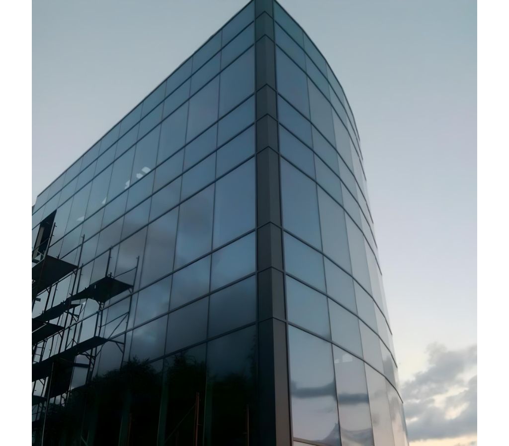 Curtain wall with spider fittings