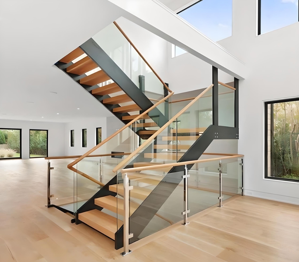Glass stair railing